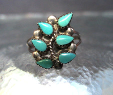 Ring Silber 925 Türkise Zuni Indianer needlepoint filigran attraktiv 16mm