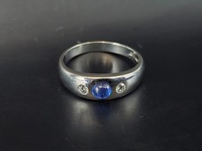 Herren Ring in 590 Platin mit Diamant & Saphir Gypsy Ring Größe 58 ( 18,4mm Ø)?