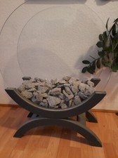 Bioethanol Kaminschale Granitstein Grau Feuerschale Deko Neu