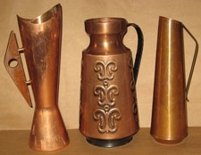 Kupferkonvolut 3 sehr alte Vasen aus Kupfer (?) ca. 1250 g