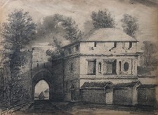 Antike zeichnung stadttor - zeichnung,,
