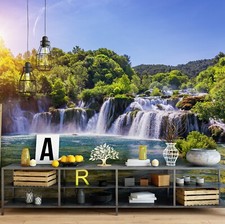 Fototapete Wasserfall Natur 3D Wald See Wohnzimmer VLIES TAPETE + KLEISTER