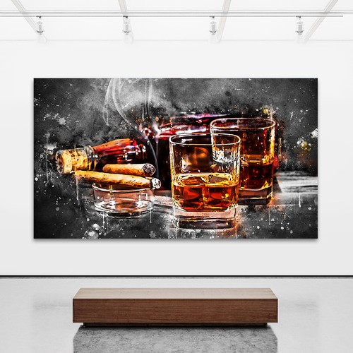 Leinwand bild whisky zigarre - bild,