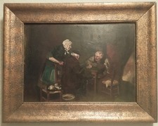 Altes Ölgemälde auf Pappe im