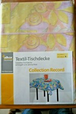 Alkor Tischdecke abwaschbar 130 cm x 160 cm Rosa  Gelb 70 er Jahre OVP