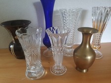 Konvolut 7 Stück Blumenvasen Vase Kristall Glas 