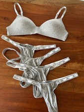 Victorias Secret Pink BH & Slip Set grau  Gr.85C Slip M Neu 