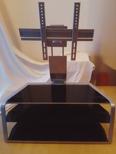 Fernseher-, TV, Tisch, Regal, Rack, Halterung aus Metall und Glas (schwarz)