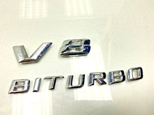 1x MERCEDES AMG V8 BITURBO R190 EMBLEM BADGE SCHRIFTZUG ZEICHEN chrom