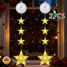LED Weihnachtsbeleuchtung Stern Fensterlichter Timer Batteriebetrieb Warmweiß DE