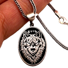 BOZKURT & 60cm Fuchsschwanzkette 925 Silber Wolf Halskette OSMANLI Kurt Gök Türk