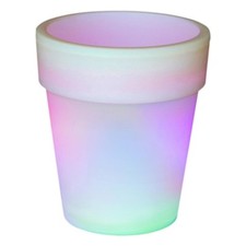 LED Solar Blumentopf weiß 3 LED mit Farbwechsel 19x17 cm Pflanzkübel Blumenkübel