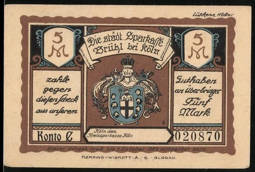 Notgeld brühl bei - notgeld, köln