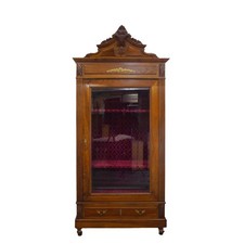 Vitrinen Schrank Bücherschrank Louis Philippe 1900 Nussbaum B: 116 cm -11757-