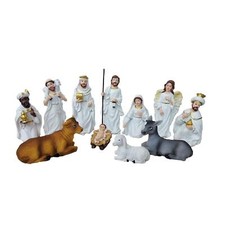11 Krippenfiguren Krippenset Weiß Weihnachtsdeko Figuren Maria Josef Jesus Engel