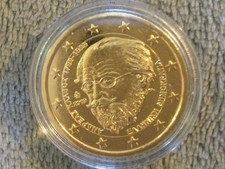 2 Euro Münze Griechenland 2019, Andreas Kalvos (vergoldet/Münzkapsel)