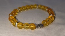 Citrin Edelstein Stretch Armband 19-20 cm Blumen  Motiv gelb 8 mm