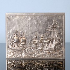 Vintage Zigaretten Schickes Etui Box Schachtel "Seeschlacht" Rauch Tabak