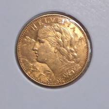 Schweiz 10 Franken 1915 B VRENELLI    Kurs - Goldmünze # 501