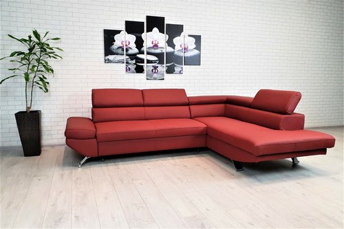 Kirschfarbe echtleder ecksofa - kirschfarbe,