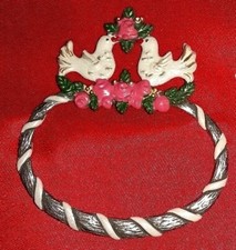 Kühn Zinn 93% Serviettenring Hochzeit Tisch Deko rosa Blumen 2 Tauben Deko Top,