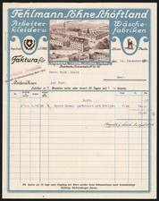 Rechnung Schöftland 1914, Fehlmann Söhne, Arbeiterkleider- & Wäsche-Fabrik, Ans 