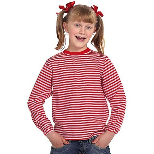 Kinder ringelshirt - kinder, (rot-weiß)