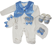 Mevlüt Seti Festlicher Strampler/Babyanzug Prinz Blau Strasssteine Junge 