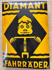 Diamant Fahrräder gebrauchtes Emailschild- Emailleschild- Reklameschild gewölbt