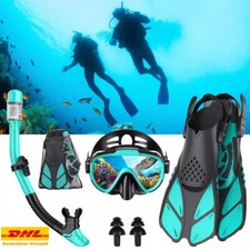 Profi Schnorchelset Erwachsene mit Flossen, Anti-Fog Panorama Taucherbrille S-XL