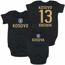 Baby Body KOSOVO Gold Druck Nummer Name Trikot Jersey KOSOVA EM WM FanShirts4u