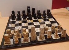 Azteken Schachfiguren + Brett Onyx  Marmor  Dachboden-Fund
