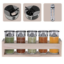 B-WARE Gewürzgläser Set Gewürzregal Holz Wandregal Gewürzstreuer Dosen Ständer