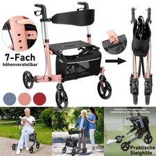 Rollator Leicht Aluminium Faltbar Mobilität Rollator mit Sitz Gehhilfe Gehbock
