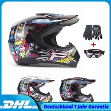 Motorradhelm Brille+Handschuhe Crosshelm Motocross Quadhelm Handschuhe schwarz