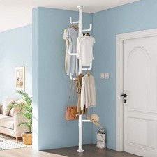 Garderobenständer ausziehbar, 4/5 Haken Teleskop Kleiderständer stabil Garderobe