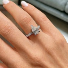 IGI Lab Grown 14k Weißgold Eheringe Damen 2,25 Ct Birnenschliff Diamant 7