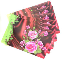 3D Platzdeckchen Platzset abwaschbar Kunststoff PVC- 6 Stück Rose