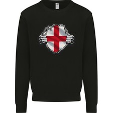 England St. Georgs Tag Flagge Gym Ripped Torn Herren Sweatshirt Pullover