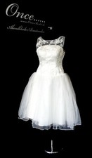 Once Designer Hochzeitkleid kurz Brautkleid Gr.36/38 nur Knie lang mit Tüll