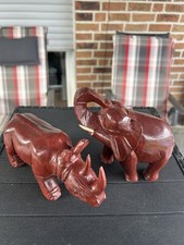 Set,Elefant,Nashorn,Holz,Rotbr