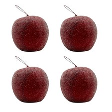 Deko Äpfel Rot/vereist im 4er