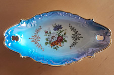 Kleiber-Porzellanschale, oval, 22 Karat Goldauflage, Pfingsrose