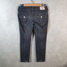 Vintage True Religion Julie Straight Y2K Jeans Damen W27 Grau