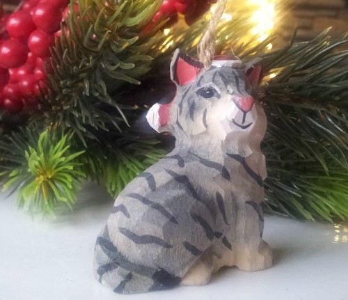 Geschnitzte figur holz katze - figur,