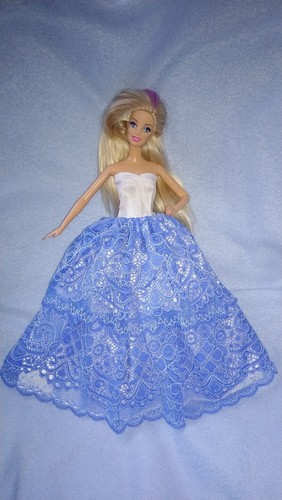 Barbie puppen kleid weiß - kleid, blau