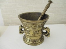 ALTER MÖRSER IM STIL DES HISTORIMUS ANTIK MESSING / BRONZE   MIT STÖSSEL 2,3 KG