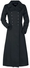 Gothicana by EMP Damen schwarzer langer Militärmantel mit doppelter Knopfleiste