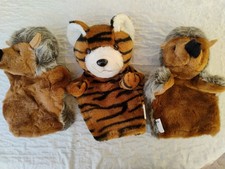3 Handpuppen - 1 x Tiger, 2 x Igel - Kinder Rollenspiel Puppe 