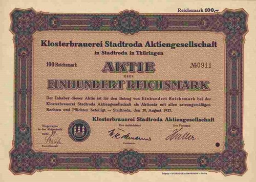 Klosterbrauerei stadtroda 1937 - stadtroda,